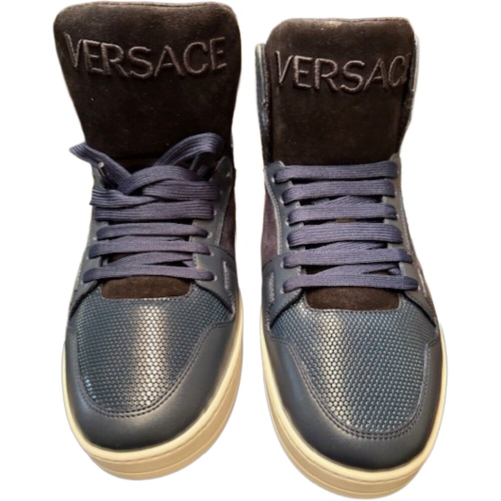 Versace Men's Hightop Sneaker (Navy and White)